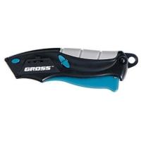 Нож ремонтно-монтажный мини, трехкомпонентная рукоятка, авто выброс, возврат лезвия, 100 мм, 2 запасных лезвия Gross