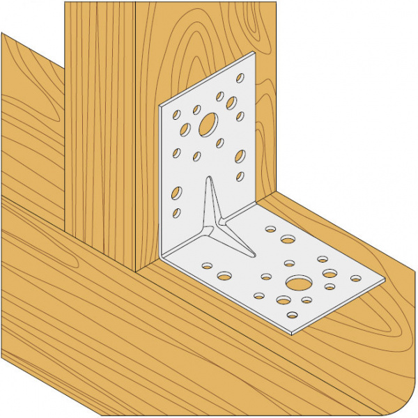 Крепежный уголок усиленный перфорированный KUU 105х105х90х2 мм
